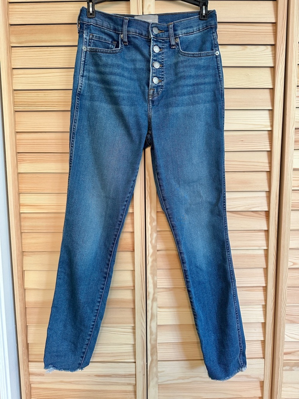 Everlane Vintage Skinny Jean Women 27 Regular High Rise Button Fly Raw Hem‎